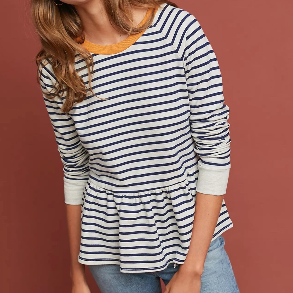 Anthropologie T.La Paramount Peplum Sweatshirt